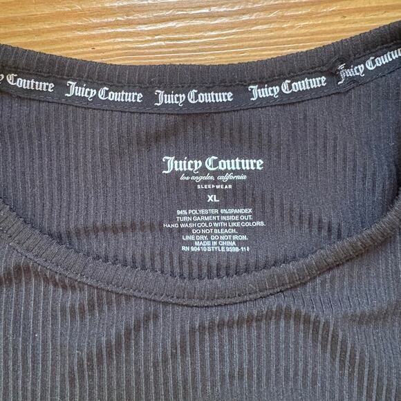 Juicy Couture black ribbed jeweled lettering short sleeve shirt SIZE XL - Picture 3 of 4